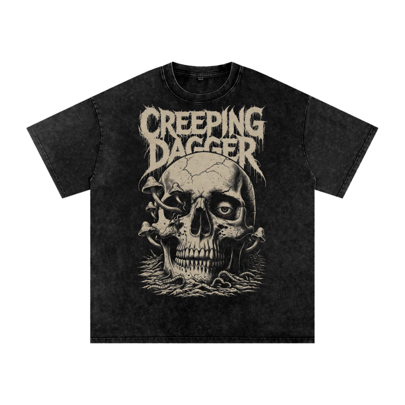 Mushroom Death Snow Washed Oversized Tee
