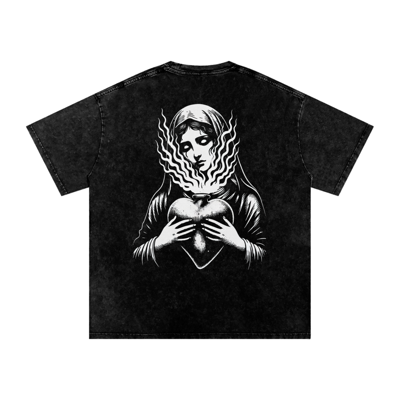 Sacred Mary Snow Washed Oversized Tee