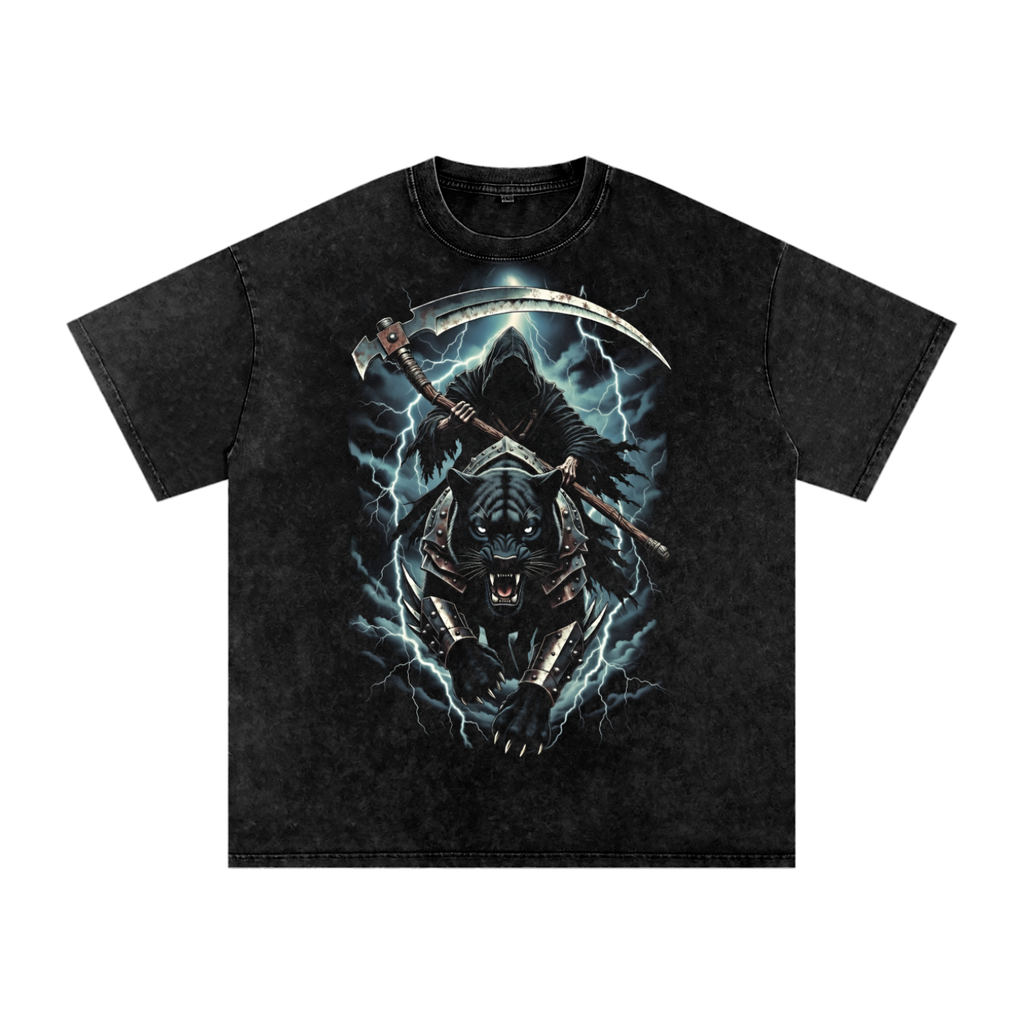 Death Leopard Snow Washed Oversized Tee
