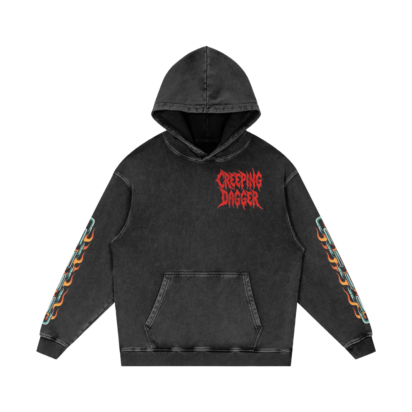 Hell Awaits Snow Washed  Hoodie