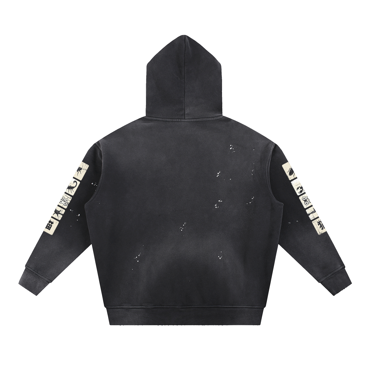 Creeping Panel Vintage Washed Frayed Hoodie