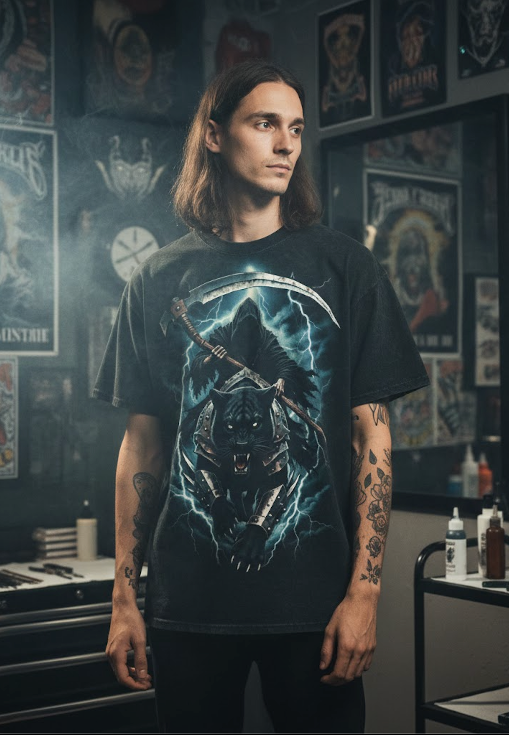 Death Leopard Snow Washed Oversized Tee