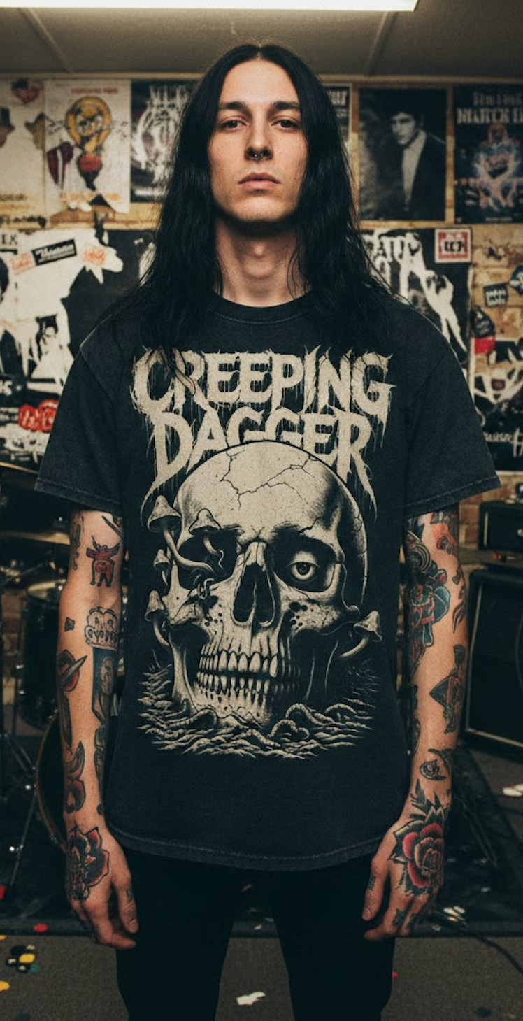 Mushroom Death Snow Washed Oversized Tee