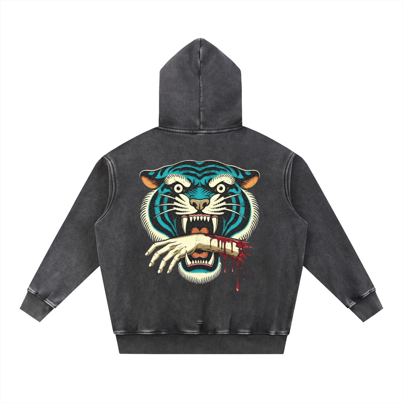 Tiger Bite Snow Washed Oversize Hoodie