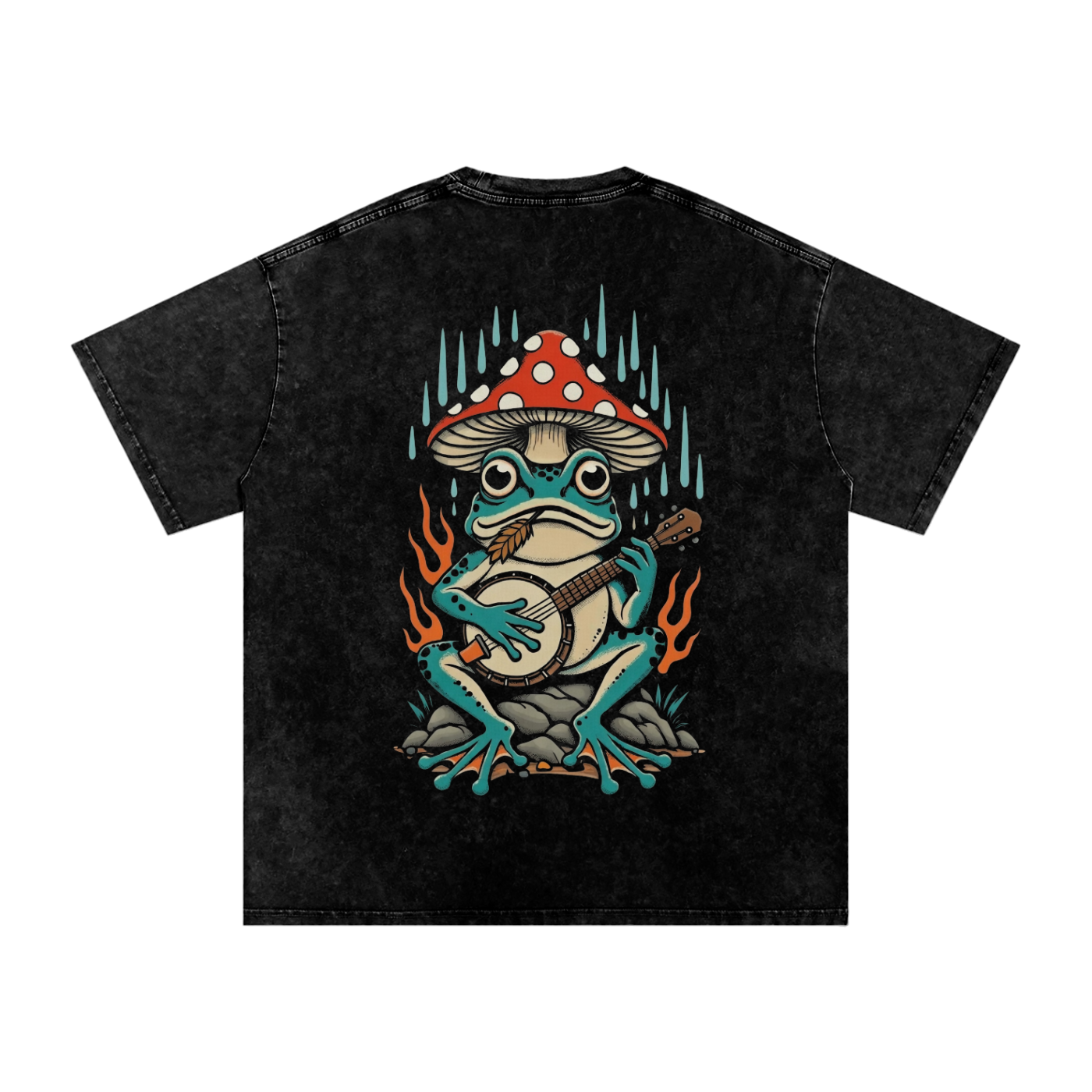 Fire Frog Snow Washed Oversized Tee