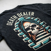 Close-up of the printed artwork on the Dealer Snow Washed Oversized Tee