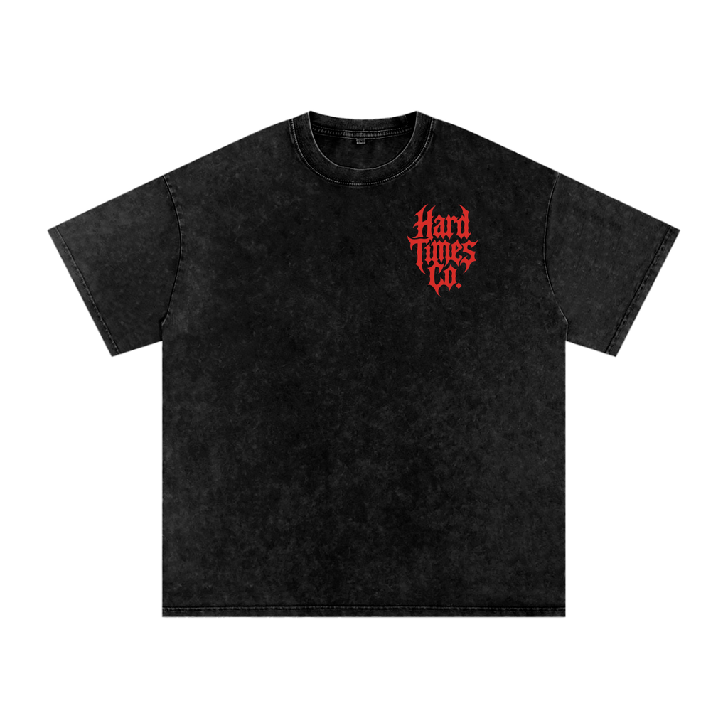 Hell Awaits Snow Washed Oversized Tee
