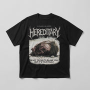Hereditary Your Fault black tee, front graphic