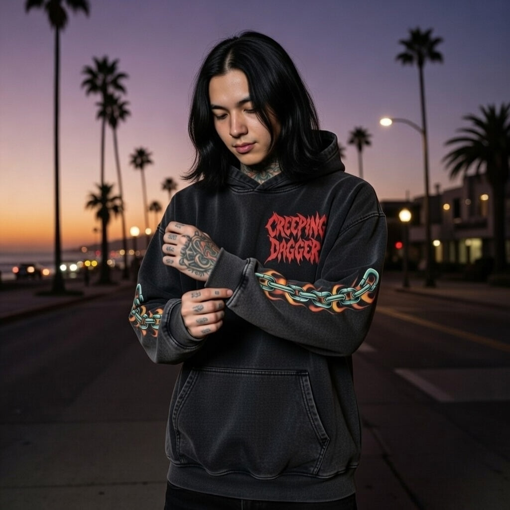 Hell Awaits Snow Washed  Hoodie