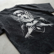Sacred Mary tee back artwork close-up