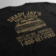 Shady Jay's tee back artwork close-up