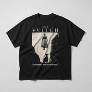THE VVITCH "Corruption" Standard Tee in black, front film graphic with Corruption quote